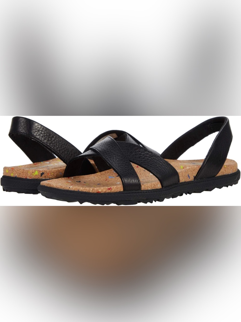 NWT Merrell Napa Valley Sling Black Leather Cork Sandals, Size. 9